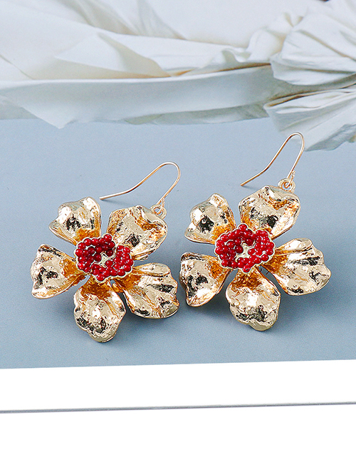 Fashion Gold Color Alloy Plating Flower Earrings