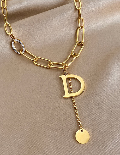 Fashion Gold Color Titanium Letter Necklace