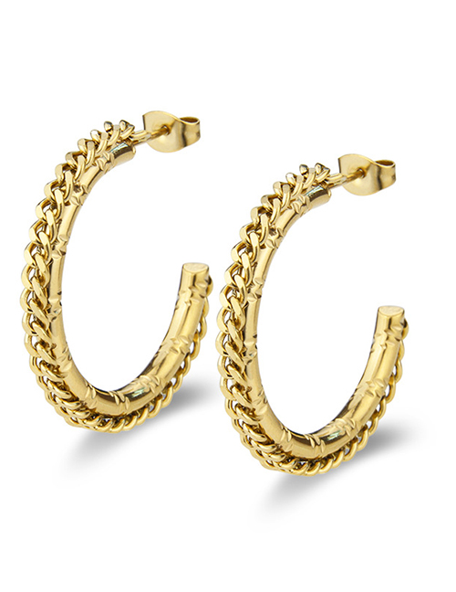 Fashion Gold Metal Twist C-shaped Earrings