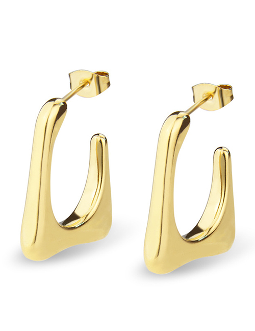 Fashion Gold Copper Gold-plated Smooth U-shaped Earrings