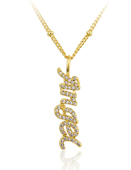 Fashion Anger Letter Necklace With Gold Plated Copper And Diamonds