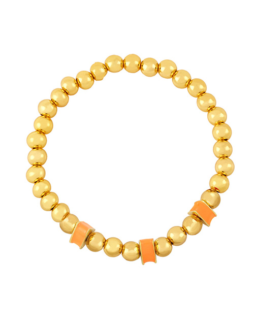 Fashion Orange Copper Drop Oil Gold-plated Round Beads And Beaded Triangle Bracelet