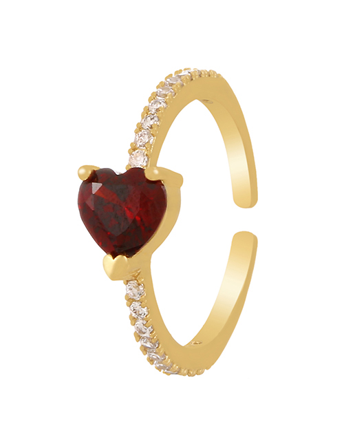 Fashion Red Wine Titanium Steel Inlaid Zirconium Love Ring