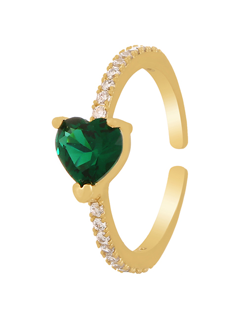 Fashion Green Titanium Steel Inlaid Zirconium Love Ring