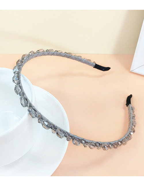 Fashion Grey Single Row Crystal Thin Headband