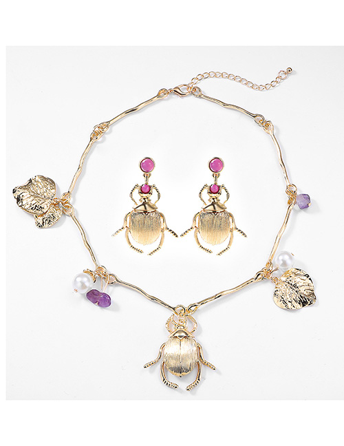 Fashion Insect Set Alloy Geometric Insect Earring Necklace Set