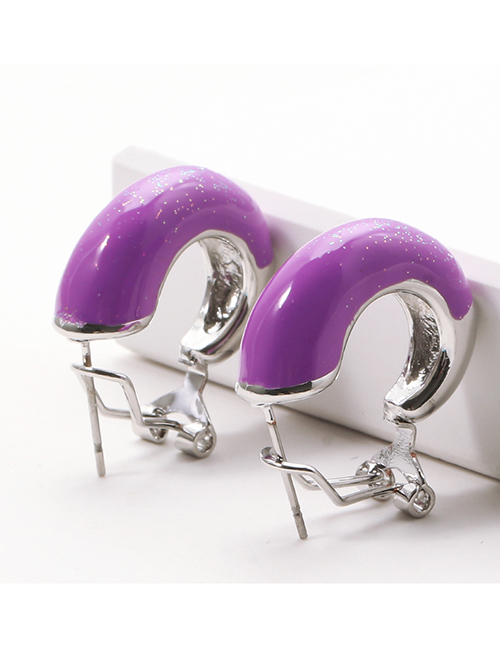 Fashion Light Purple Alloy Greased Geometric Earrings