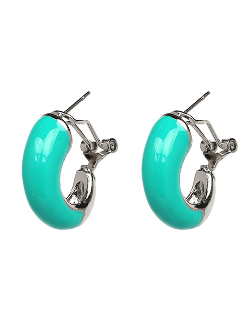 Fashion Light Green Alloy Oil Drip C-shaped Earrings
