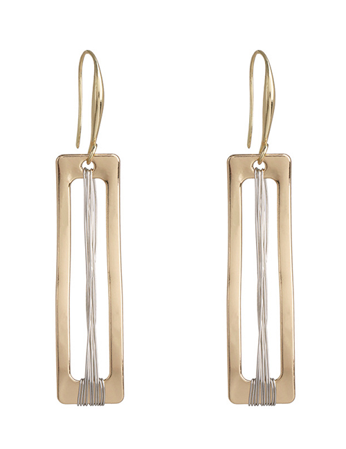 Fashion 53054 Gold Color + Door Metal Geometric Square Earrings