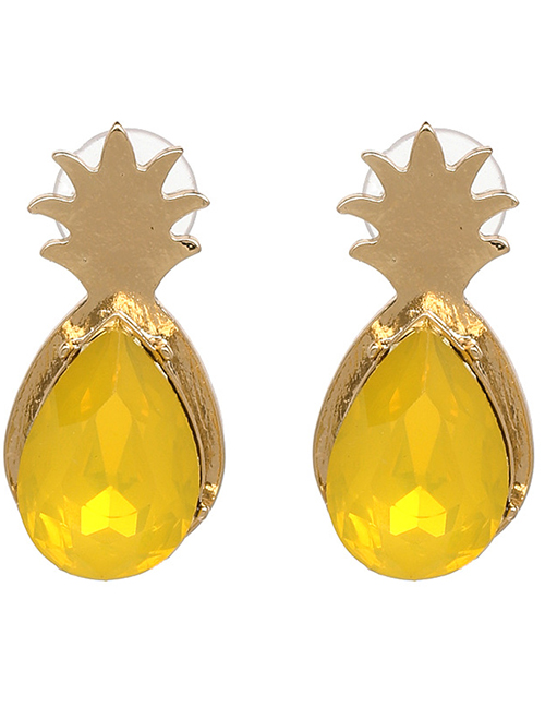 Fashion Candy Yellow Geometric Diamond Earrings