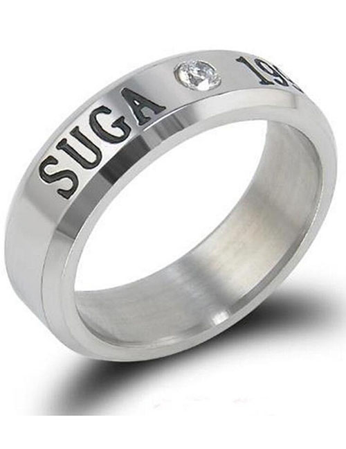 Fashion Suga Titanium Steel Dot Diamond Alphabet Ring