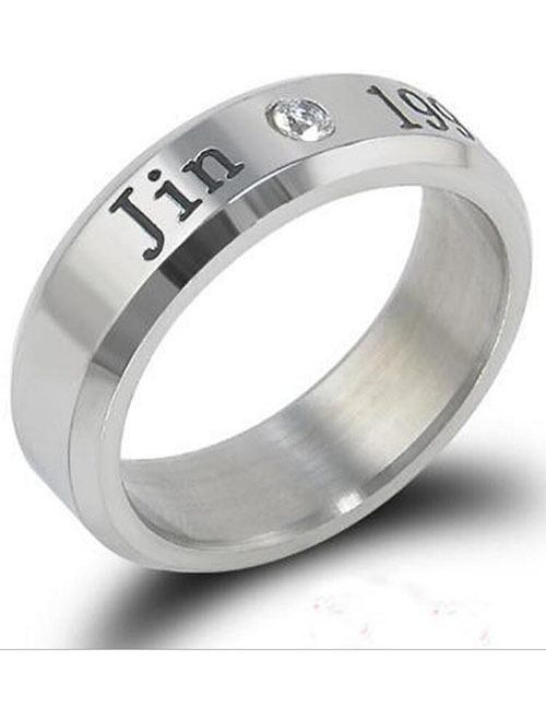 Fashion Jin Titanium Steel Dot Diamond Alphabet Ring