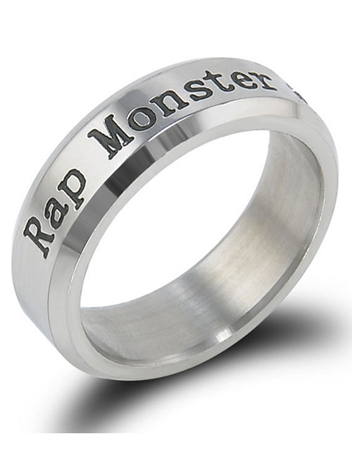 Fashion Rap Monster Titanium Steel Dot Diamond Alphabet Ring