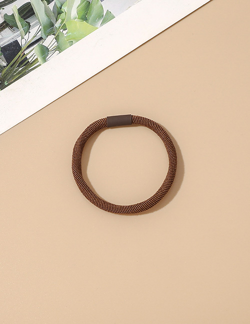 Fashion Brown Threaded Leather Buckle Hair Rope