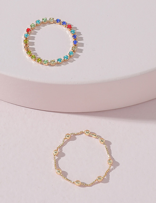 Fashion Gold Color Alloy Inlaid Zirconium Chain Ring Set