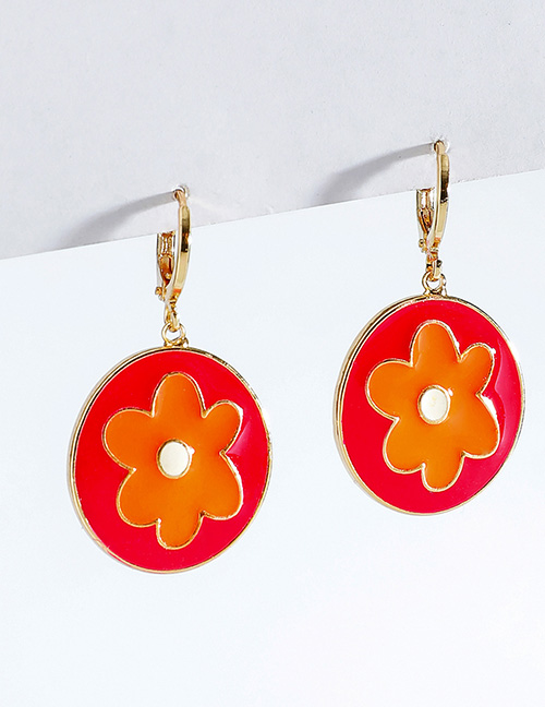 Fashion Red Alloy Drip Flower Earrings