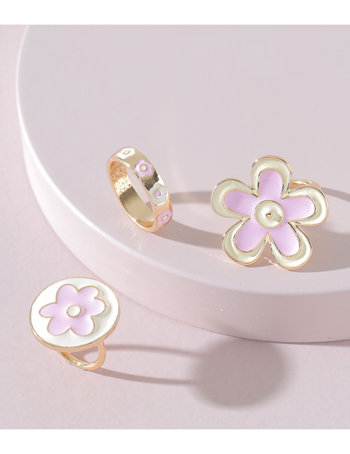 Fashion White Alloy Dripping Flower Ring Set