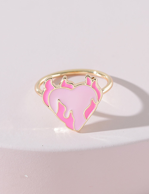 Fashion Gold Color Alloy Dripping Love Heart Flame Ring