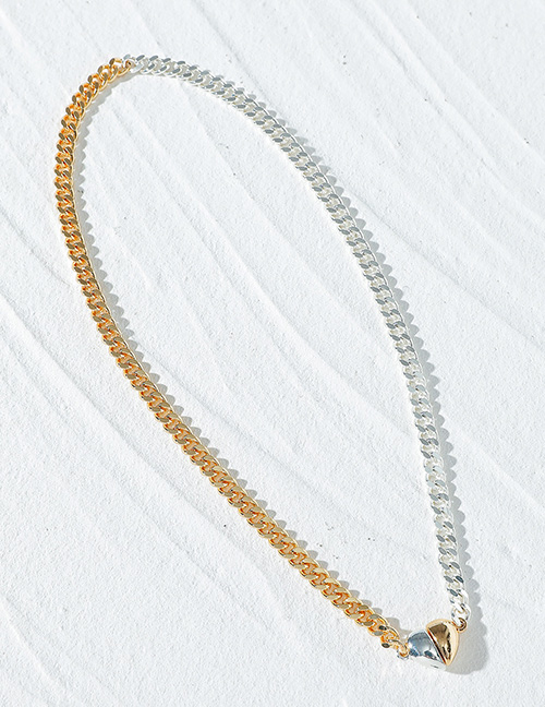 Fashion Gold Color+silver Color Two Tone Chain Love Necklace