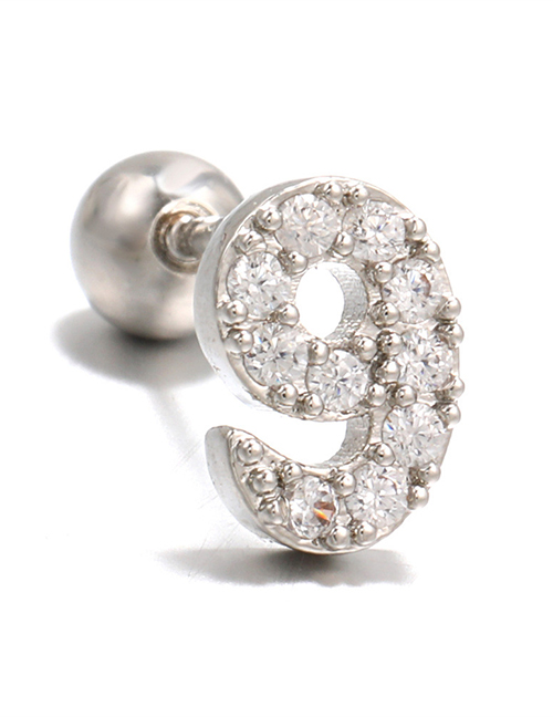 Fashion 9 White K Bronze Diamond Digital Piercing Twisting Ball Stud Earrings
