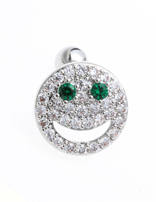 Fashion White K Copper Diamond Smiley Piercing Stud Earrings