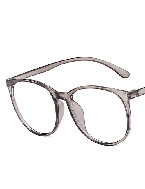Fashion Transparent Gray Pc Square Large Frame Flat Glasses Frame