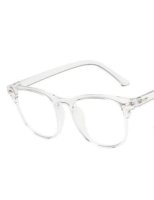 Fashion Transparent White Rice Nail Square Flat Glasses Frame
