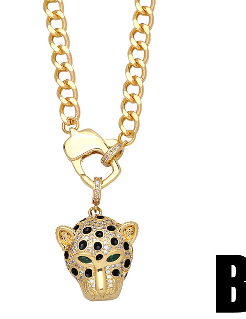 Fashion B Leopard Head Necklace With Copper And Diamonds