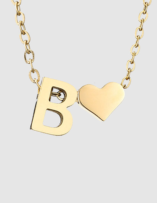 Fashion B-14k Gold Color Stainless Steel 26 Letter Love Necklace