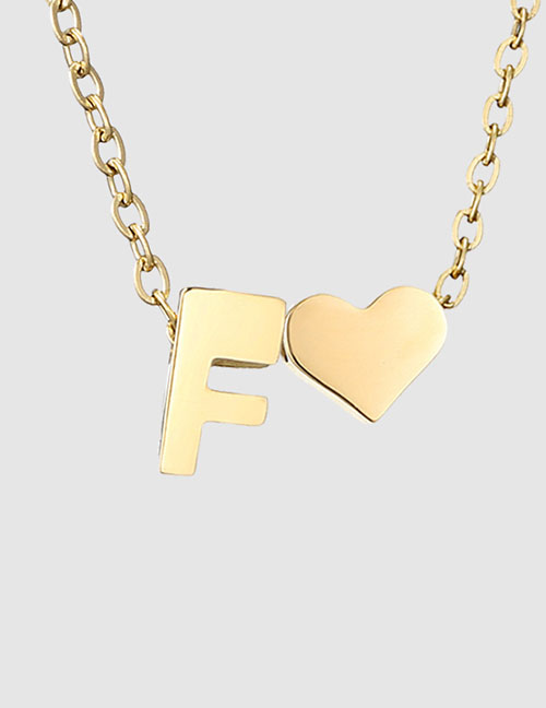 Fashion F-14k Gold Color Stainless Steel 26 Letter Love Necklace