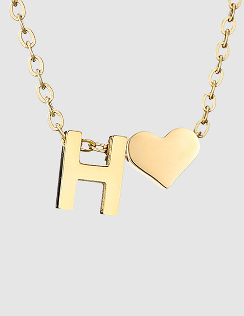 Fashion H-14k Gold Color Stainless Steel 26 Letter Love Necklace