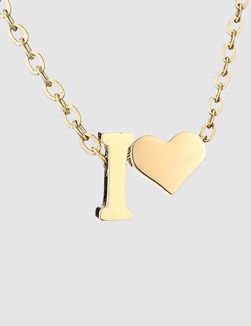 Fashion I-14k ??gold Color Stainless Steel 26 Letter Love Necklace
