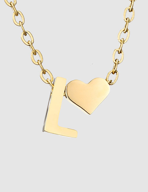 Fashion L-14k Gold Color Stainless Steel 26 Letter Love Necklace