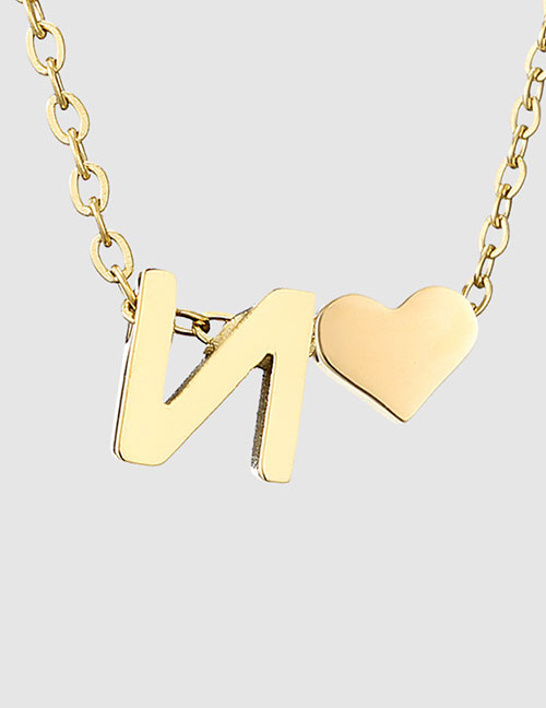 Fashion N-14k Gold Color Stainless Steel 26 Letter Love Necklace