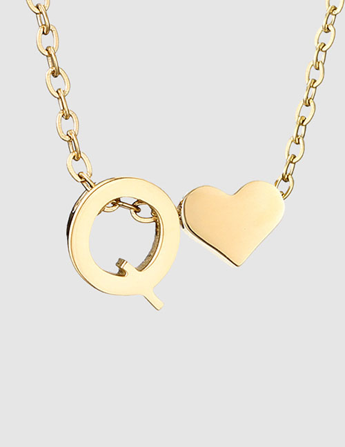Fashion Q-14k Gold Color Stainless Steel 26 Letter Love Necklace