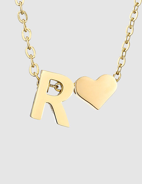 Fashion R-14k Gold Color Stainless Steel 26 Letter Love Necklace