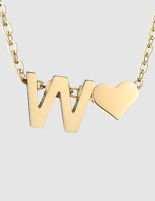 Fashion W-14k Gold Color Stainless Steel 26 Letter Love Necklace