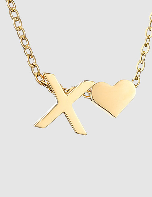 Fashion X-14k Gold Color Stainless Steel 26 Letter Love Necklace