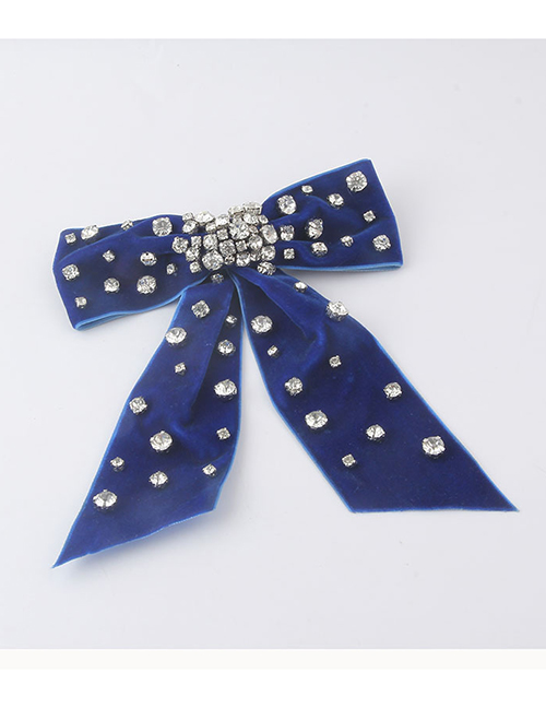 Fashion Blue Geometric Pearl Bow Hairpin
