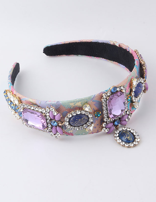 Fashion C Fabric Diamond-studded Broad-brimmed Headband