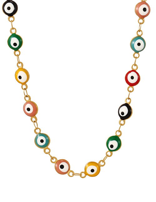 Fashion Color Titanium Steel Dripping Eyes Necklace