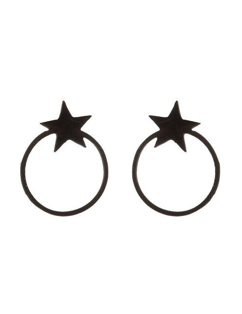 Fashion 297 Black Copper Inlaid Zirconium Round Earrings