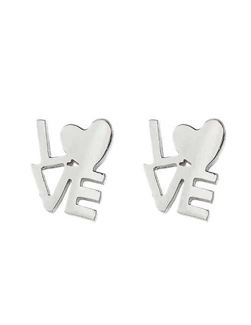 Fashion 321 Steel Color Stainless Steel Letter Earrings