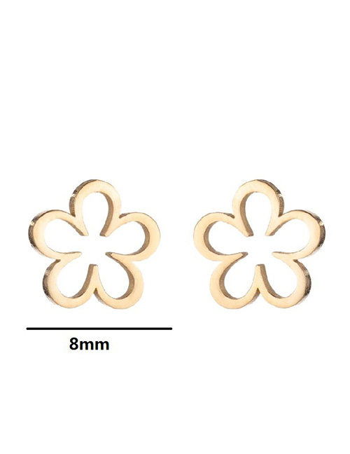 Fashion 424 Gold Color Stainless Steel Flower Earrings