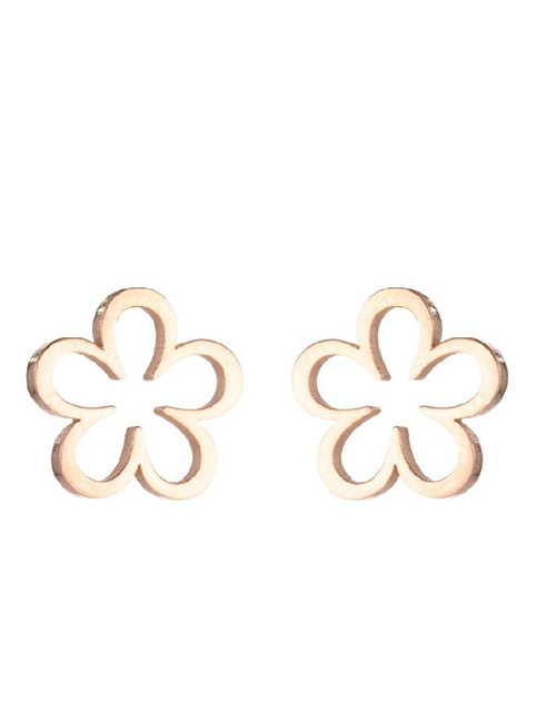 Fashion 424 Rose Gold Stainless Steel Flower Earrings