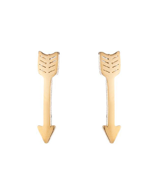 Fashion 426 Gold Color Stainless Steel Arrow Ear Studs