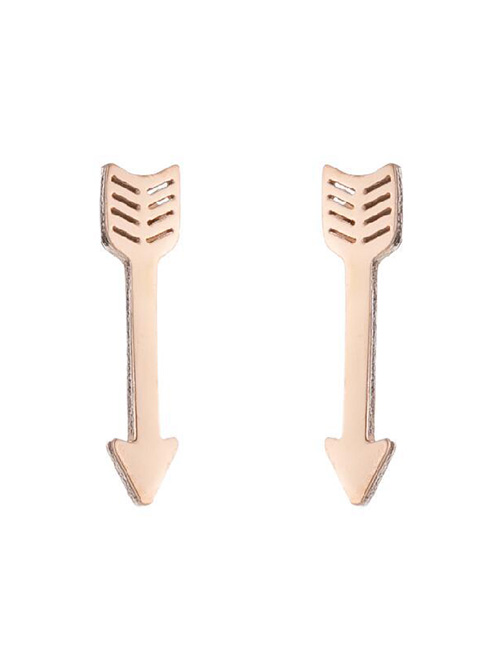 Fashion 426 Rose Gold Stainless Steel Arrow Ear Studs