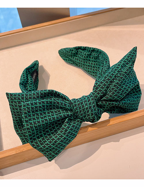 Fashion F030s-retro Green Fabric Letter Print Bow Headband