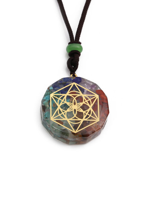 Fashion 3# Resin Geometric Round Crystal Necklace