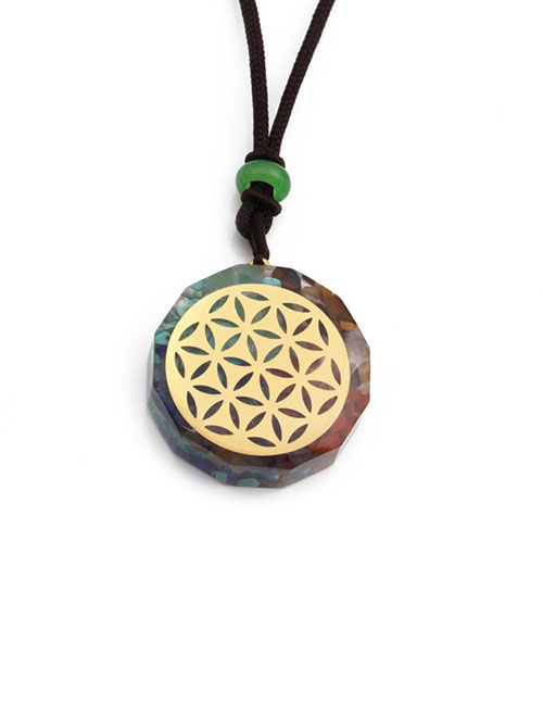 Fashion 11# Resin Geometric Round Crystal Necklace